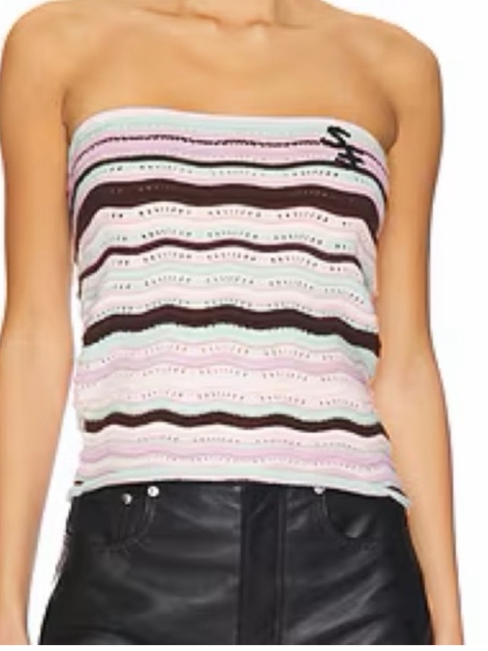 REVOLVE Striped Strapless Knit Camisole in Pink, White & Brown